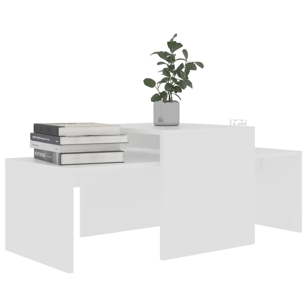 vidaXL Coffee Table Set White 39.4"x18.9"x15.7" Engineered Wood