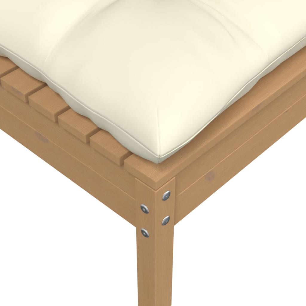 vidaXL Patio Footstool with Cream Cushion Honey Brown Solid Pinewood