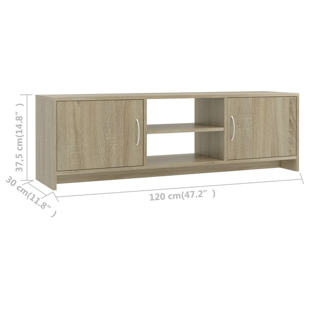 vidaXL TV Stand Sonoma Oak 47.2"x11.8"x14.8" Engineered Wood