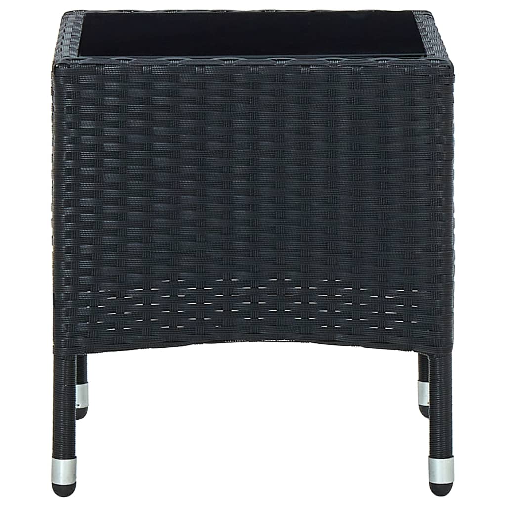 vidaXL Patio Table Black 15.7"x15.7"x17.7" Poly Rattan