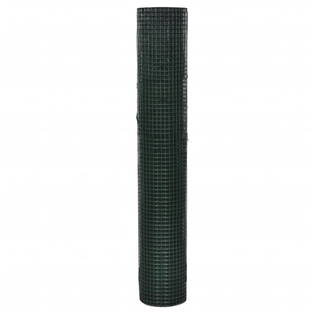 vidaXL Chicken Wire Fence Galvanized with PVC Coating 82'x3.3' Green