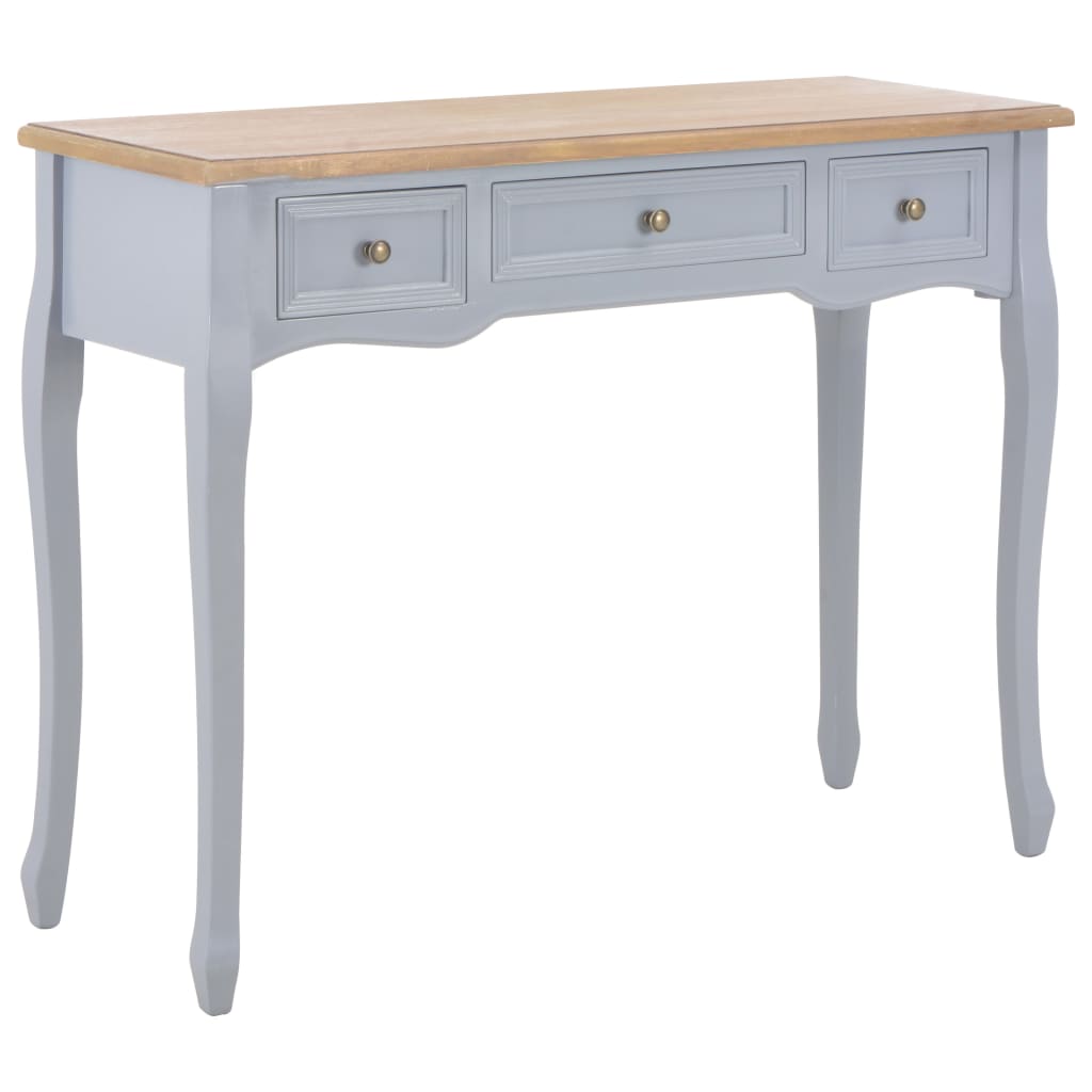 vidaXL Dressing Console Table with 3 Drawers Gray