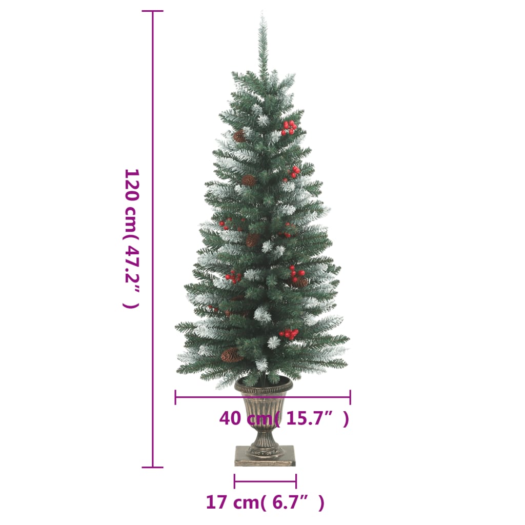vidaXL Artificial Christmas Trees 2 pcs 100 LEDs Green and White 47.2"