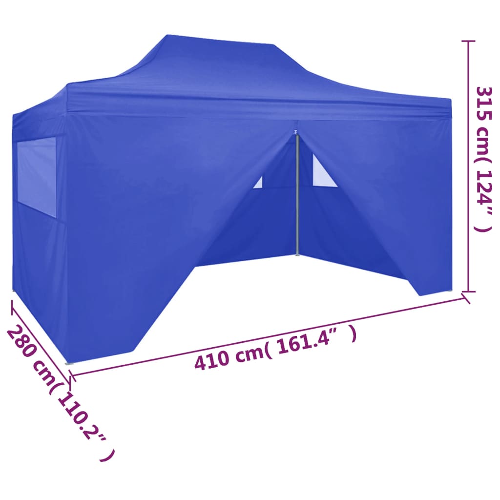 vidaXL Professional Folding Party Tent with 4 Sidewalls 9.8'x13.1' Steel Blue