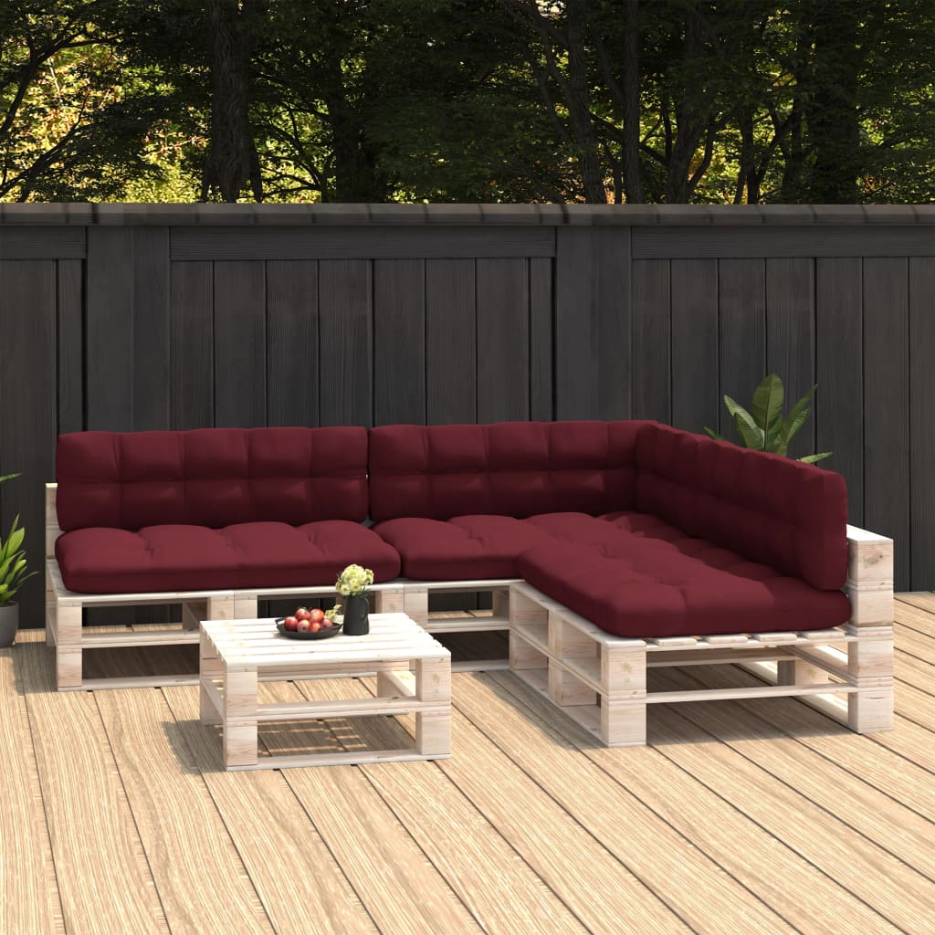 vidaXL Pallet Sofa Cushions 7 pcs Wine Red