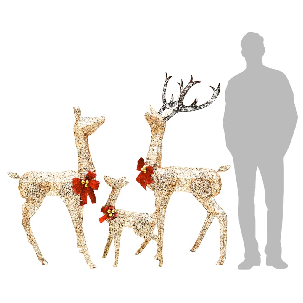 vidaXL Reindeer Family Christmas Decoration Gold 201 LEDs