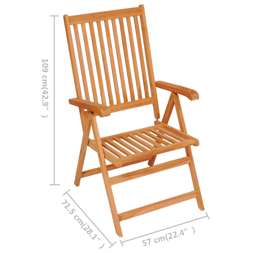 vidaXL Patio Chairs 4 pcs with Black Cushions Solid Teak Wood