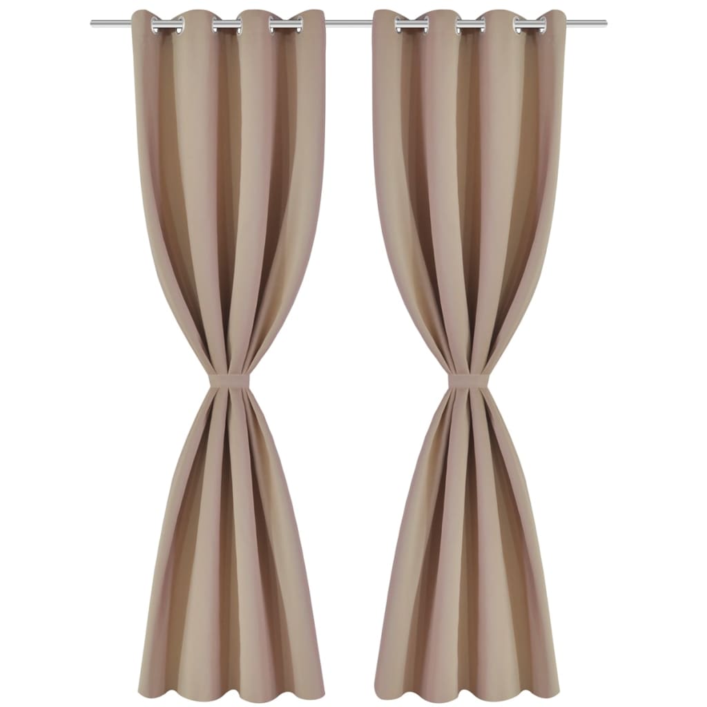 2 pcs Cream Blackout Curtains with Metal Rings 53" x 96"