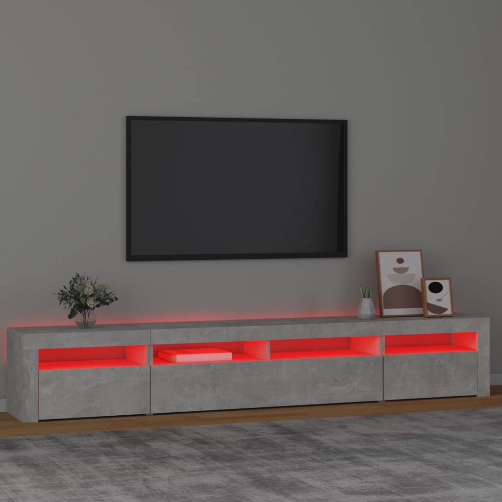 vidaXL TV Stand with LED Lights Concrete Gray 94.5"x13.8"x15.7"