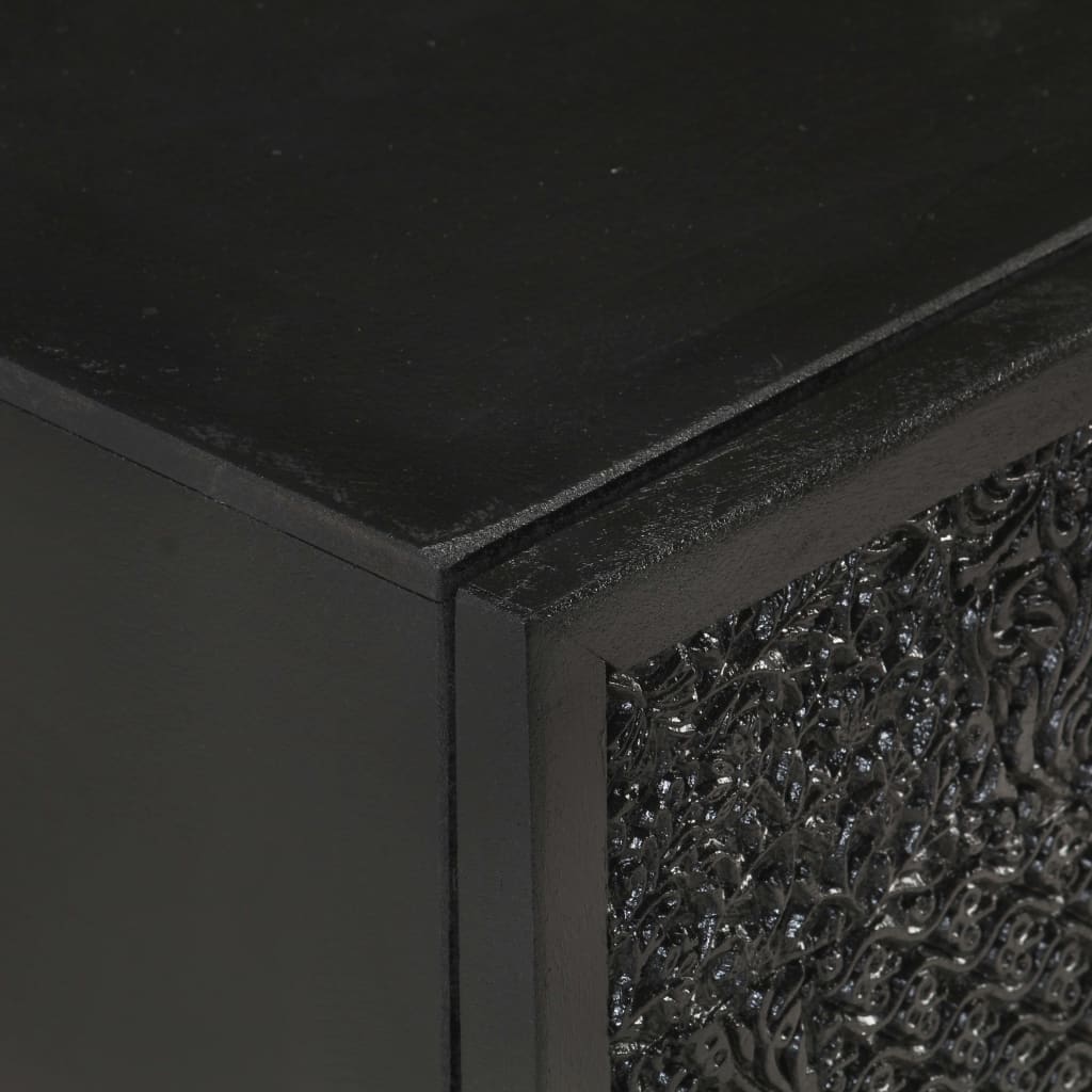 vidaXL Bedside Cabinet Black 15.7"x11.8"x19.7" Solid Acacia and Mango Wood