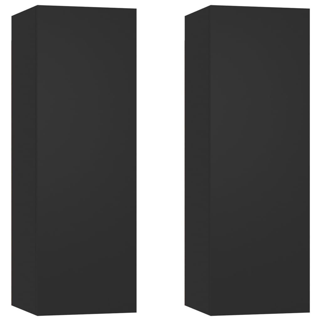 vidaXL TV Cabinets 2 pcs Black 12"x11.8"x35.4" Engineered Wood