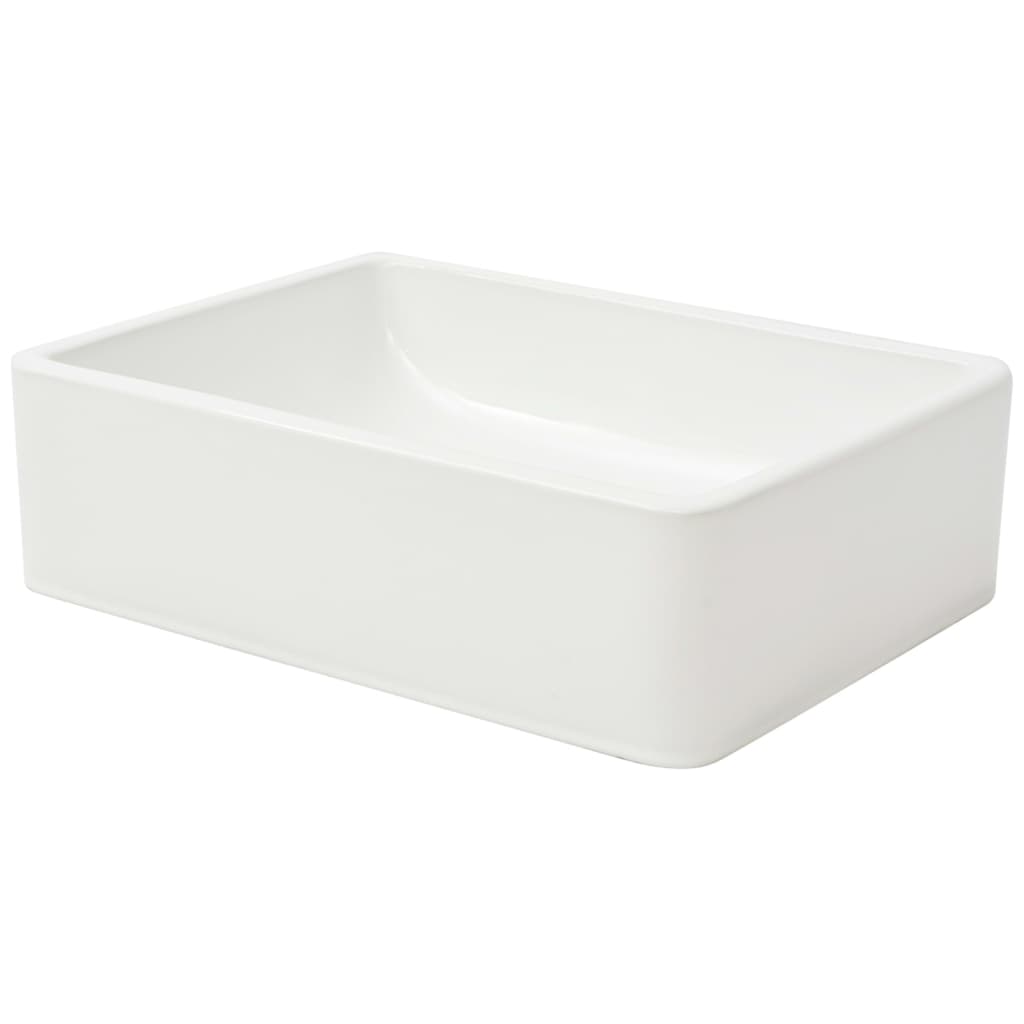 vidaXL Basin Ceramic White 16.1"x11.8"x4.7"