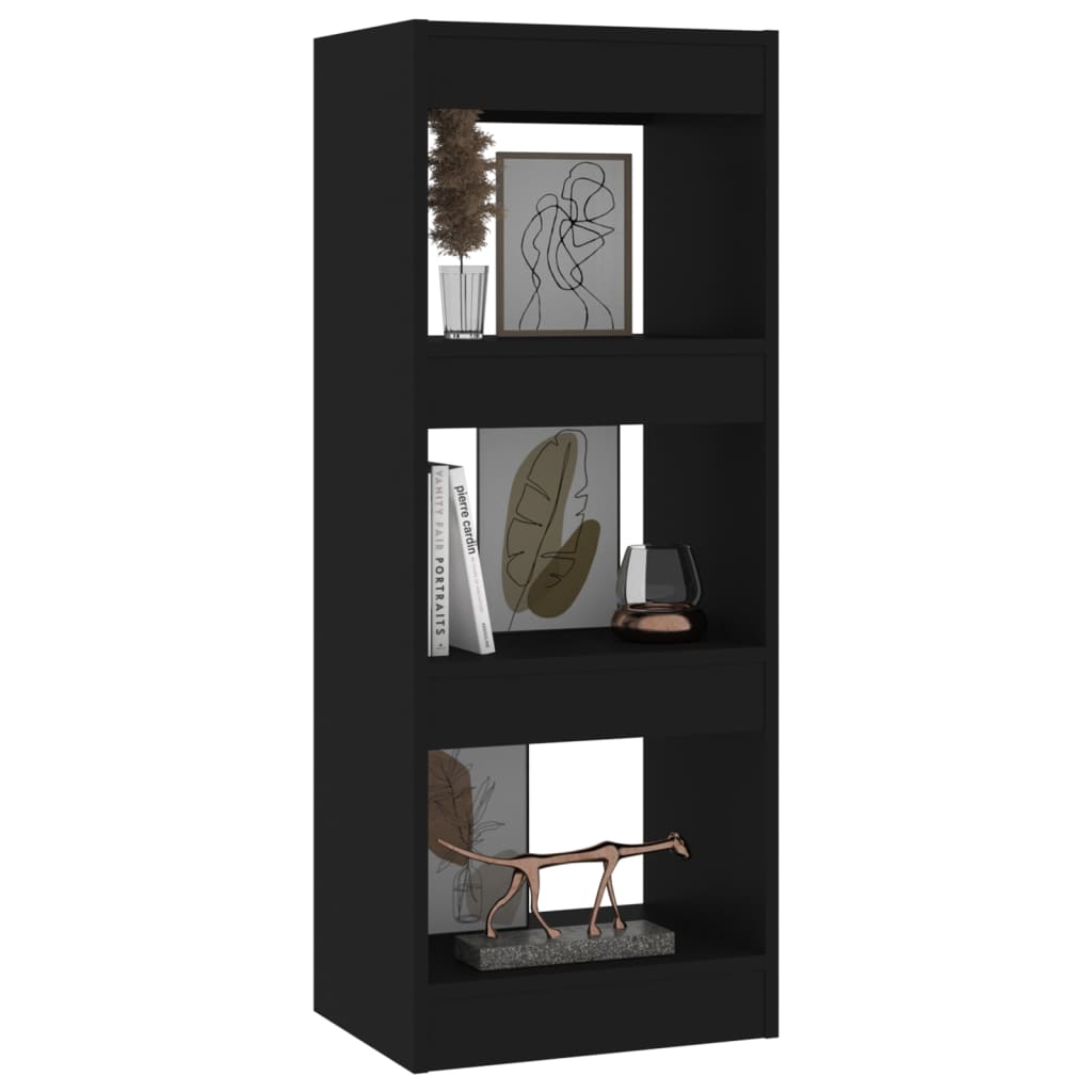 vidaXL Book Cabinet/Room Divider Black 15.7"x11.8"x40.6" Engineered Wood