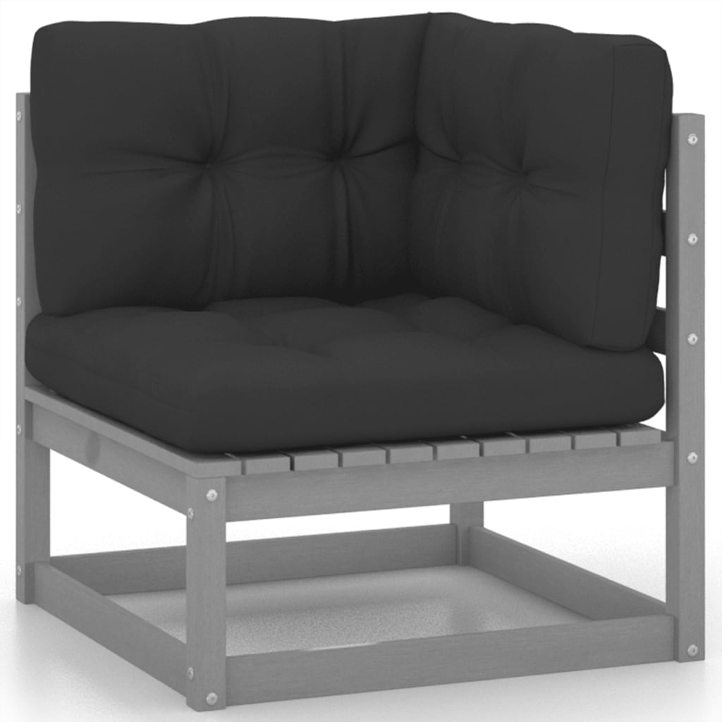 vidaXL 12 Piece Patio Lounge Set with Cushions Gray Solid Pinewood