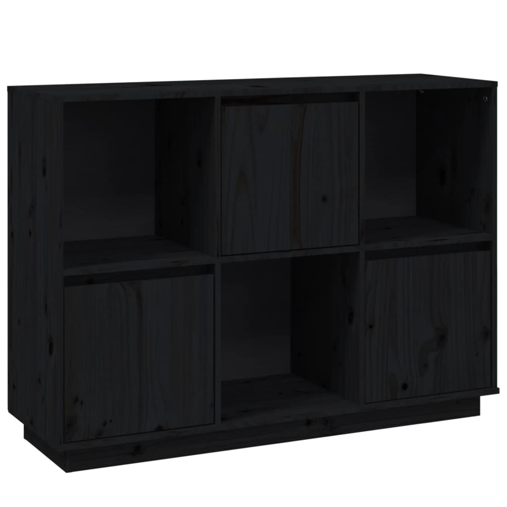 vidaXL Sideboard Black 43.5"x13.8"x31.5" Solid Wood Pine