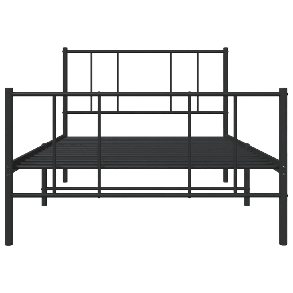 vidaXL Metal Bed Frame with Headboard and Footboard Black 39.4"x74.8"