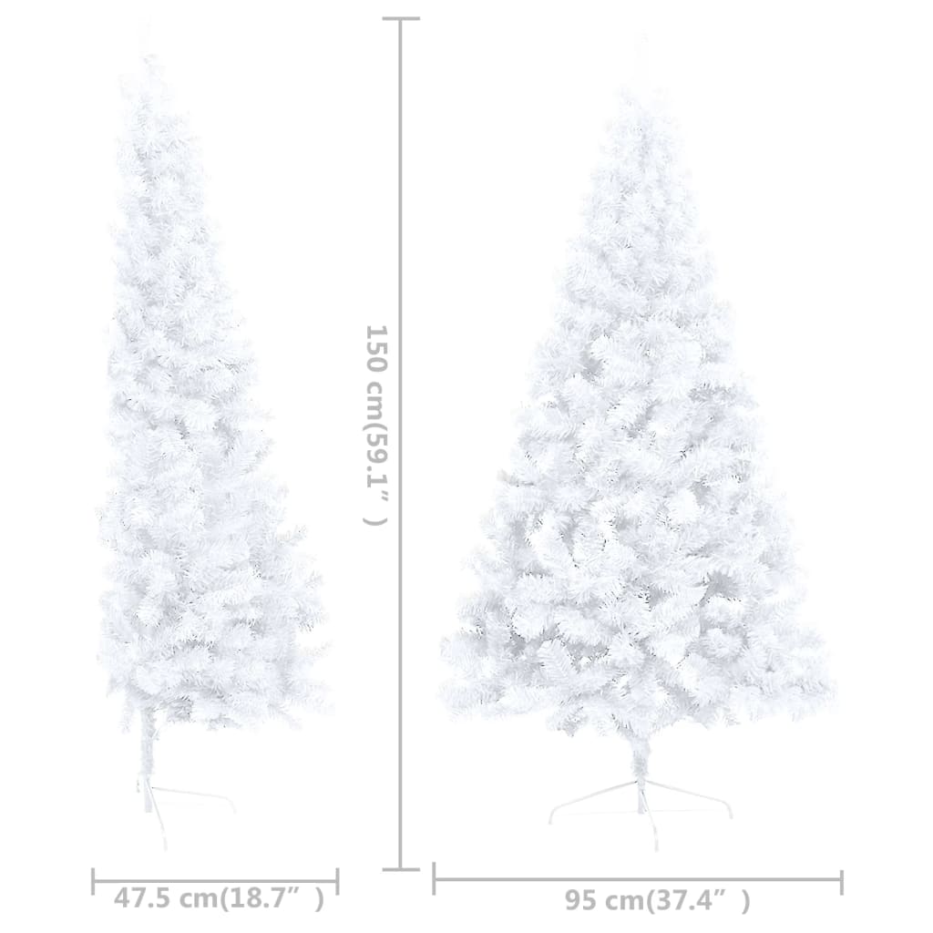 vidaXL Artificial Half Christmas Tree with LED&Stand White 59" PVC