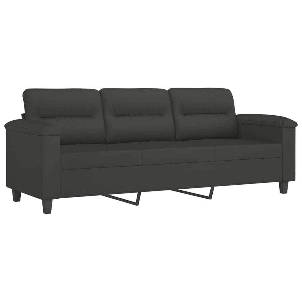 vidaXL 2 Piece Sofa Set with Pillows Dark Gray Microfiber Fabric