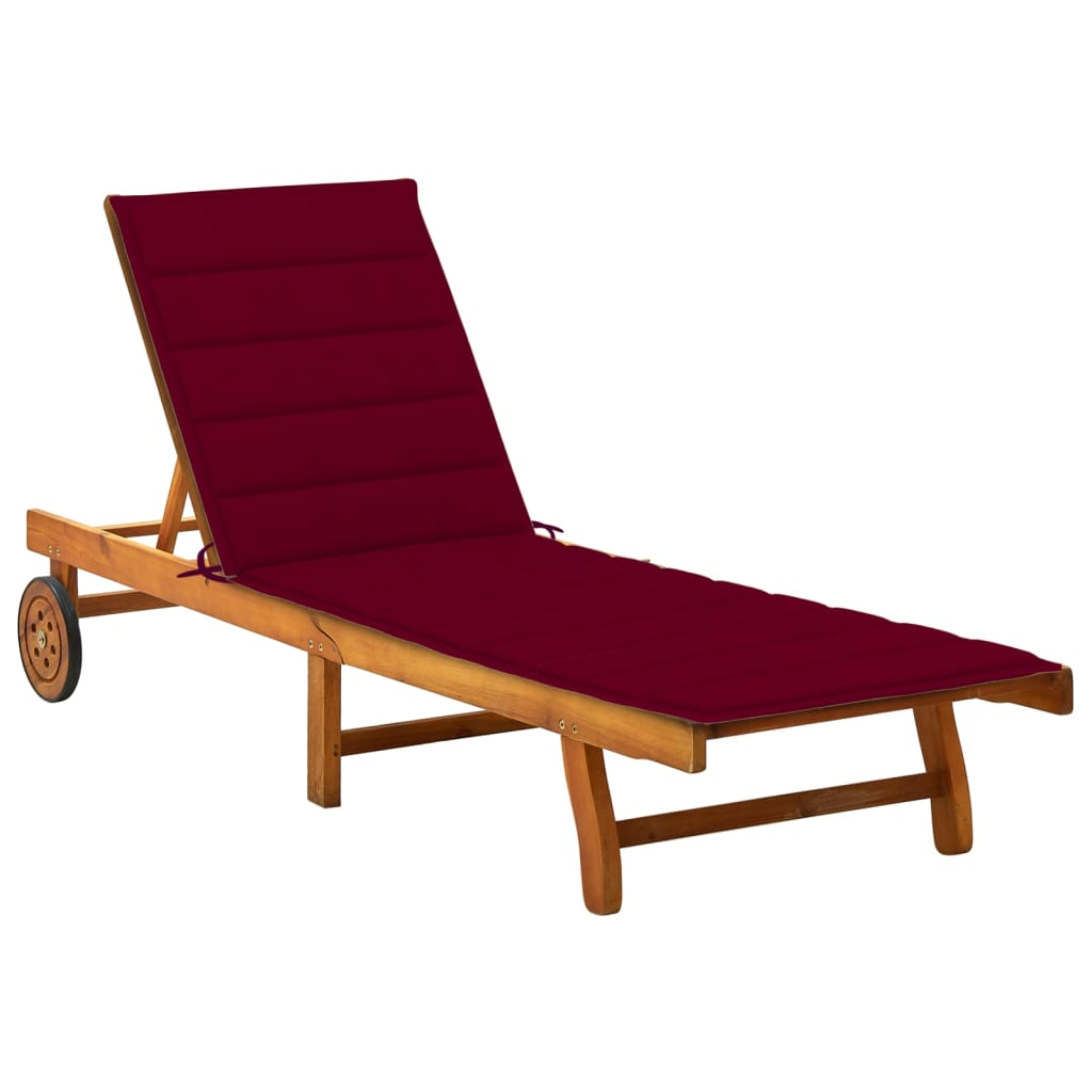 vidaXL Patio Sun Lounger with Cushion Solid Wood Acacia