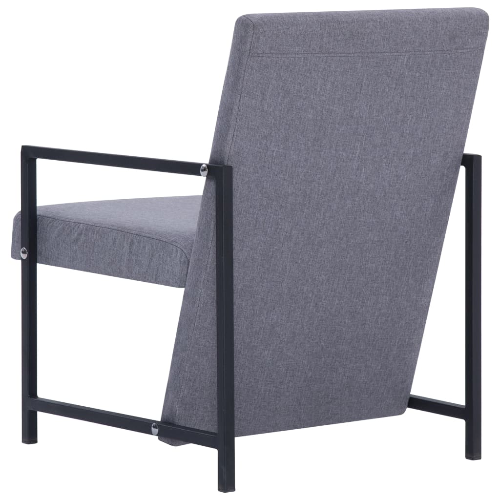 vidaXL Armchair with Chrome Feet Light Gray Fabric