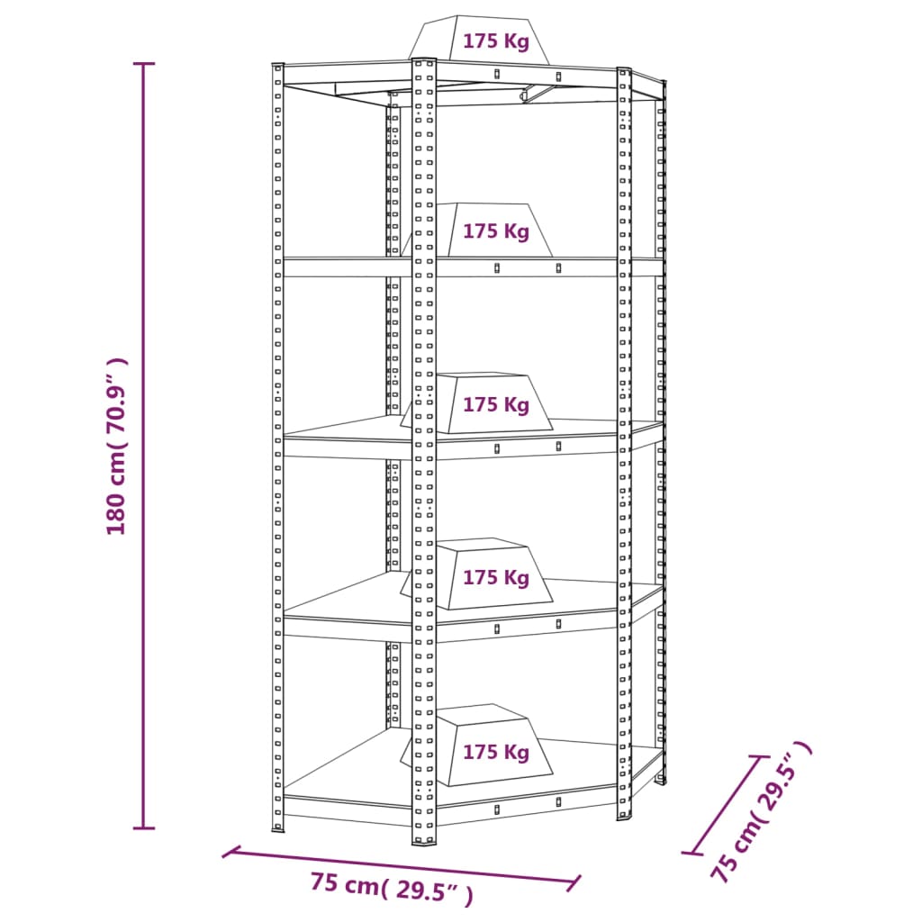 vidaXL 5-Layer Shelves 5 pcs Blue Steel&Engineered Wood