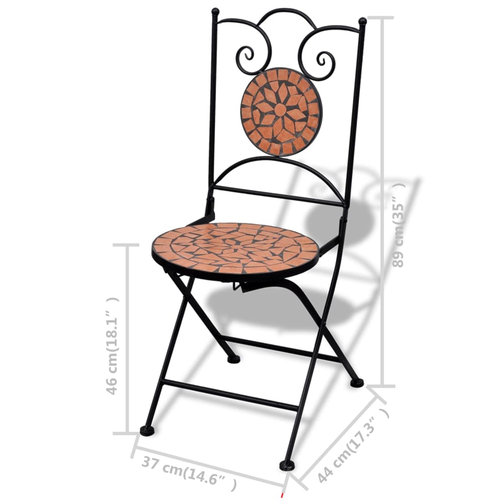 vidaXL Folding Bistro Chairs 2 pcs Ceramic Terracotta
