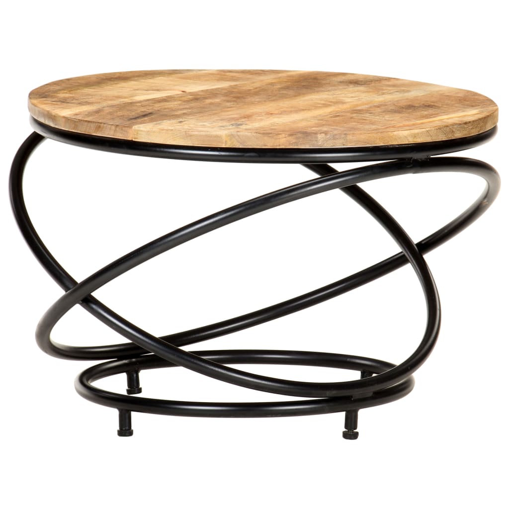 vidaXL Coffee Table Black 23.6"x23.6"x15.7" Solid Rough Mango Wood