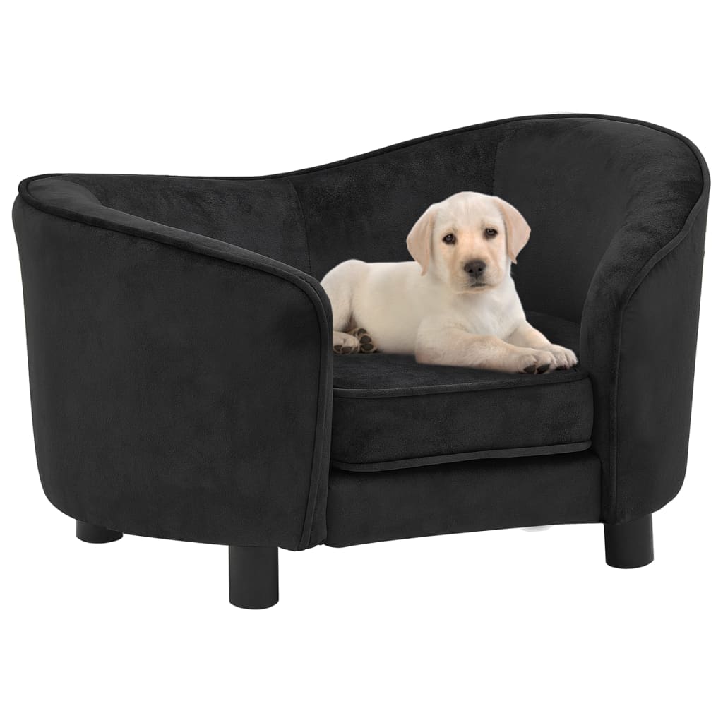 vidaXL Dog Sofa Black 27.2"x19.3"x15.7" Plush