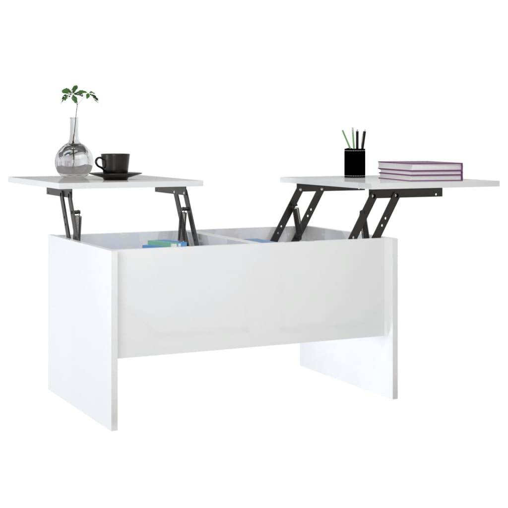 vidaXL Coffee Table High Gloss White 31.5"x19.7"x16.7" Engineered Wood