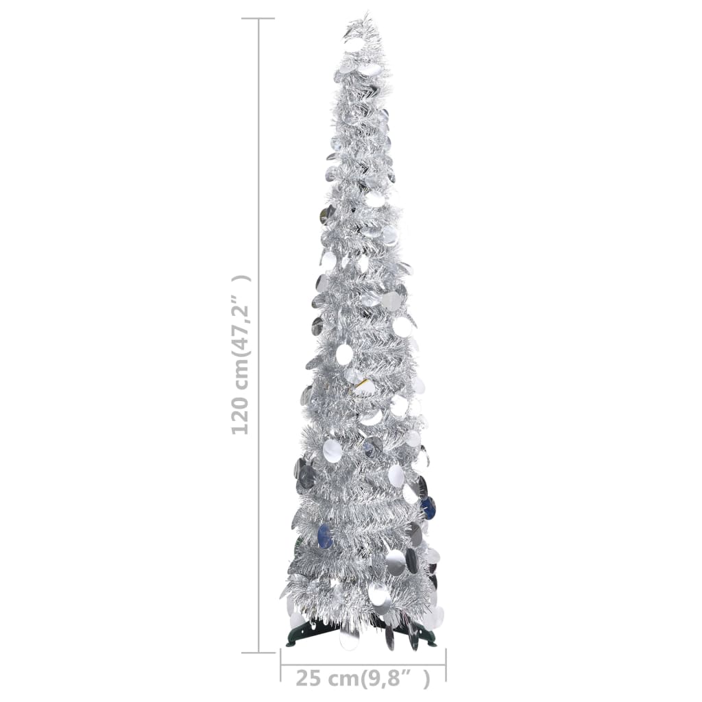 vidaXL Pop-up Artificial Christmas Tree Silver 4 ft PET