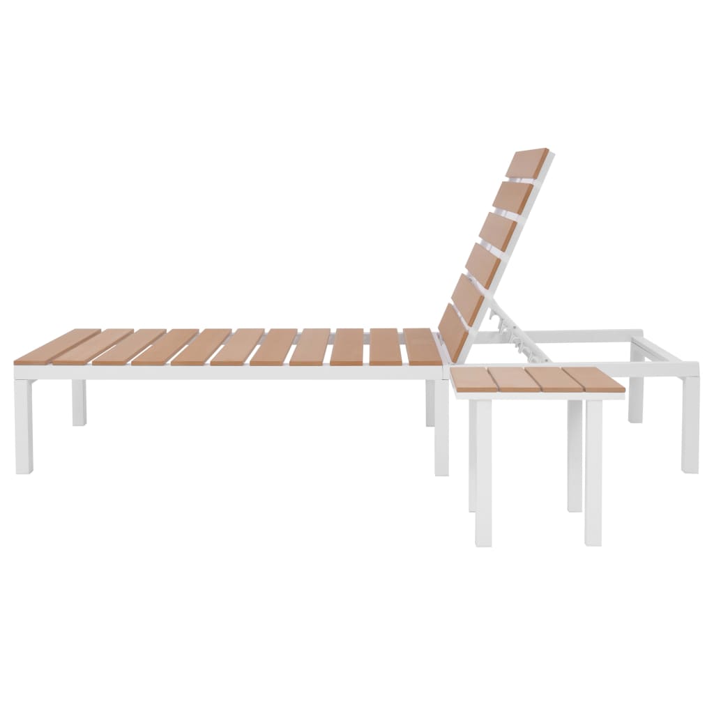 vidaXL Sun Lounger with Table Aluminum WPC and Brown