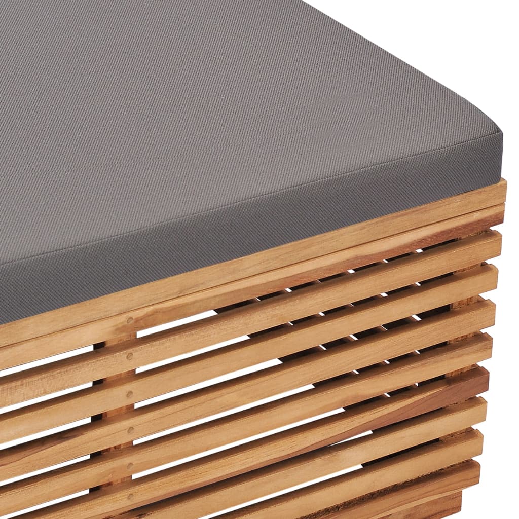 vidaXL Patio Table and Footrest Set&Dark Gray Cushion Solid Teak Wood