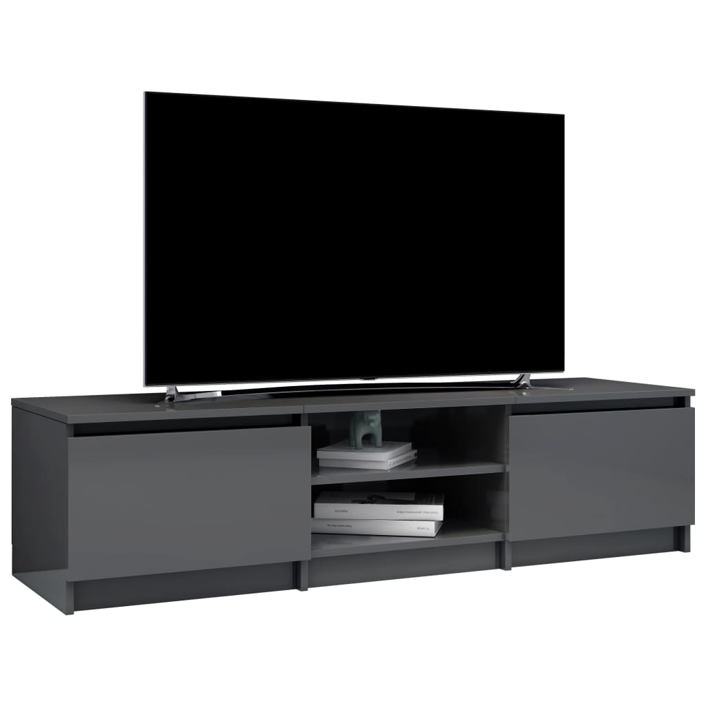 vidaXL TV Cabinet High Gloss Gray 55.1" x 15.7" x 14" Engineered Wood