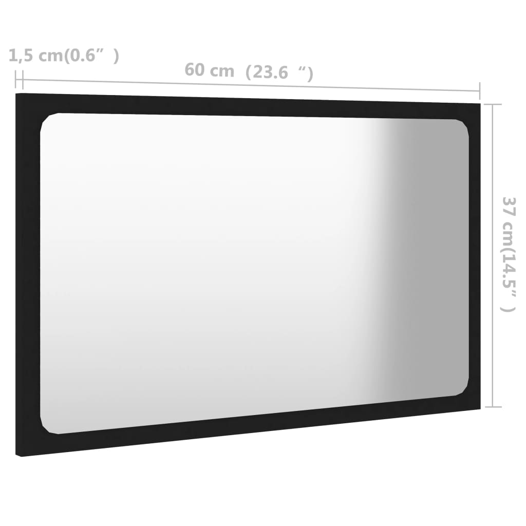 vidaXL Bathroom Mirror Black 23.6"x0.6"x14.6" Engineered Wood