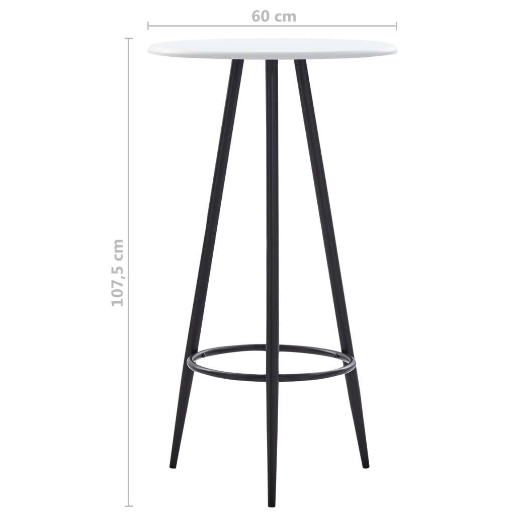 vidaXL Bar Table White 23.6"x42.3" MDF