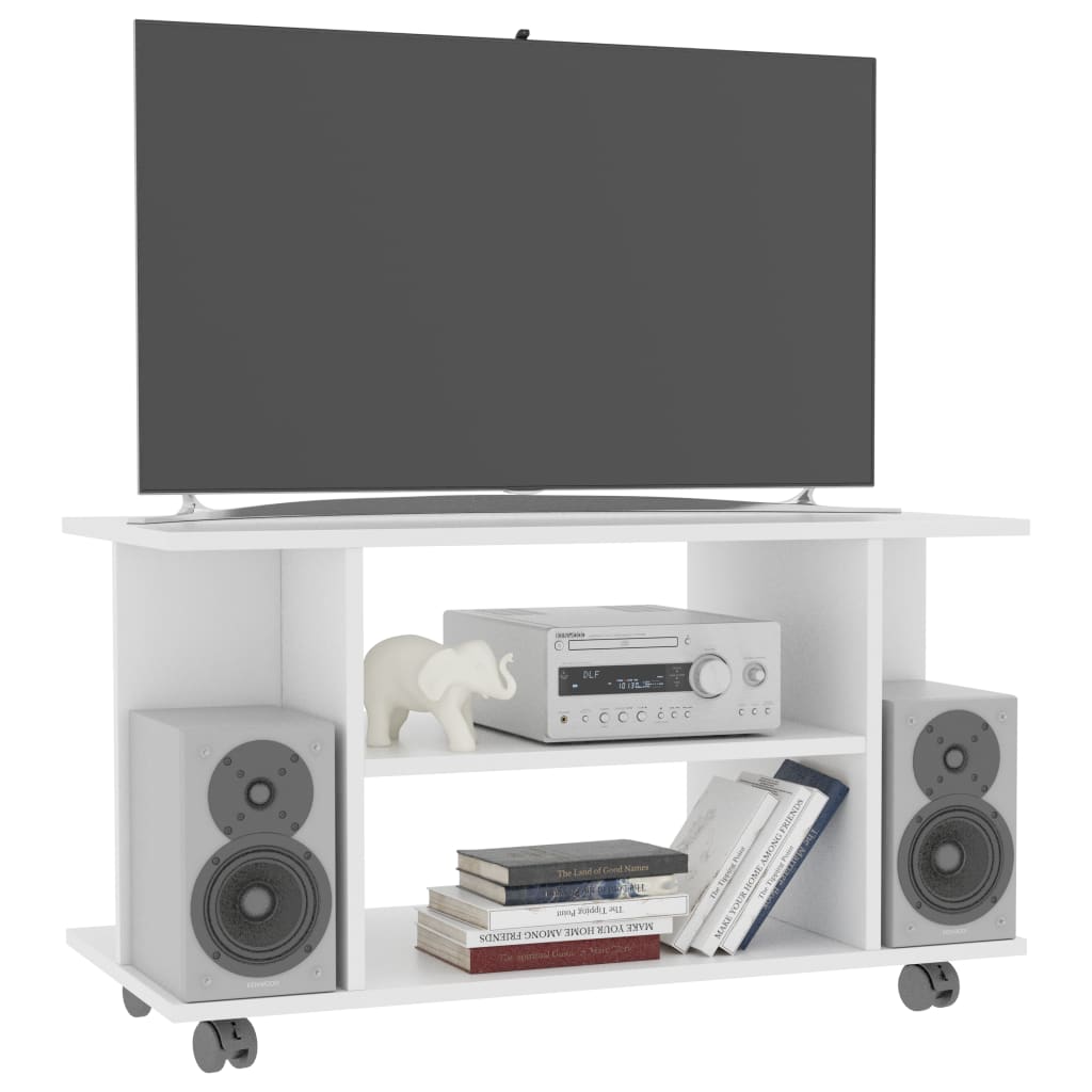 vidaXL TV Cabinet with Castors White 31.5"x15.7"x15.7" Engineered Wood