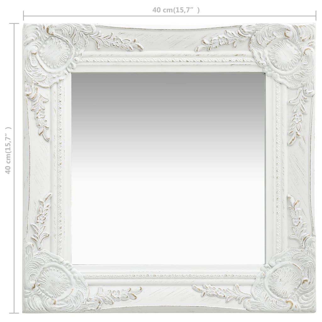 vidaXL Wall Mirror Baroque Style15.7"x15.7" White