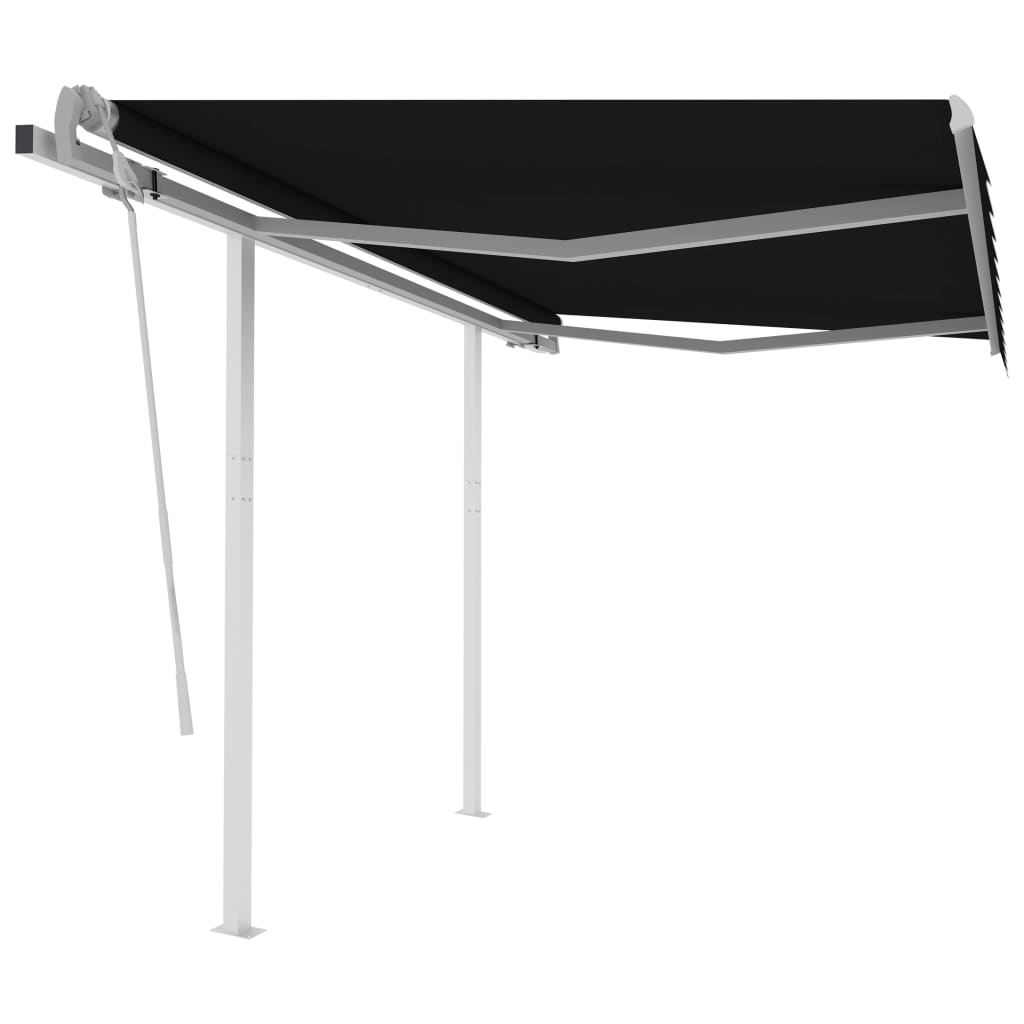 vidaXL Manual Retractable Awning with Posts 9.8'x8.2' Anthracite