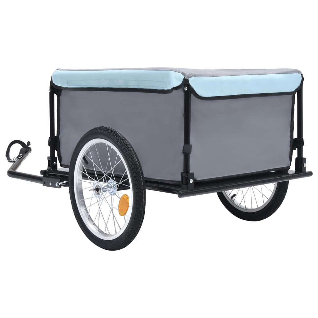 vidaXL Bike Trailer Black and Blue 143.3 lb