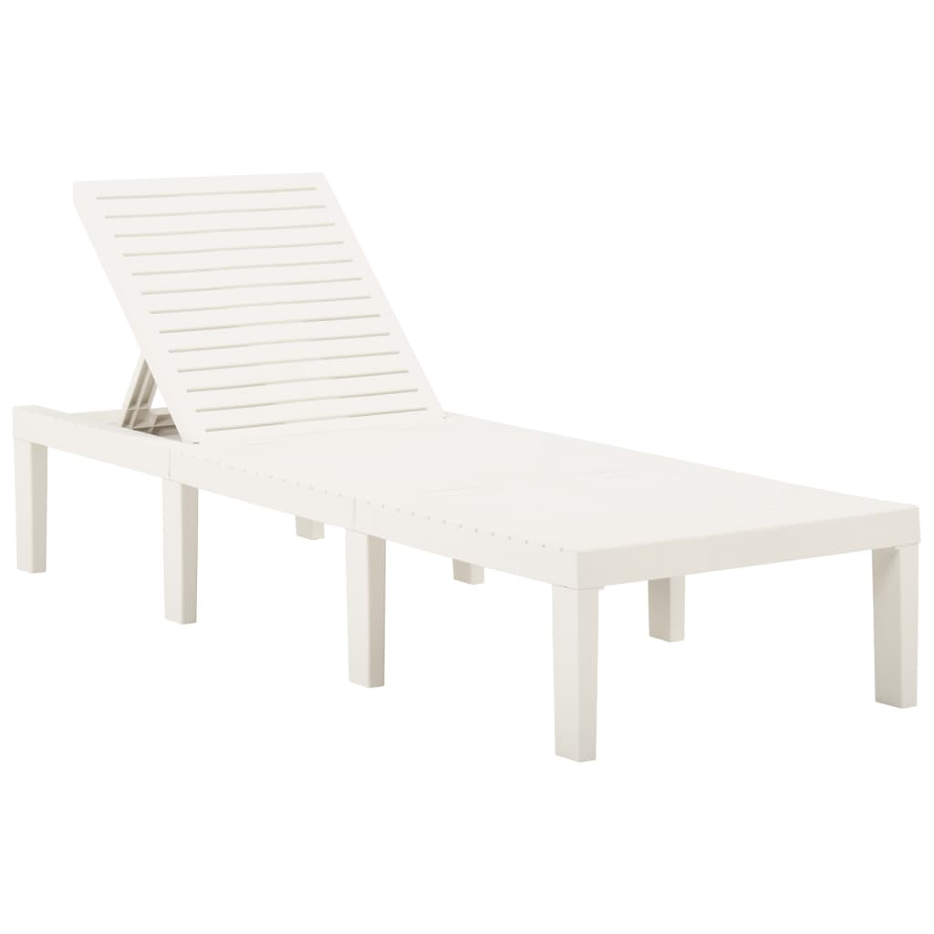 vidaXL Sun Lounger with Cushion Plastic White