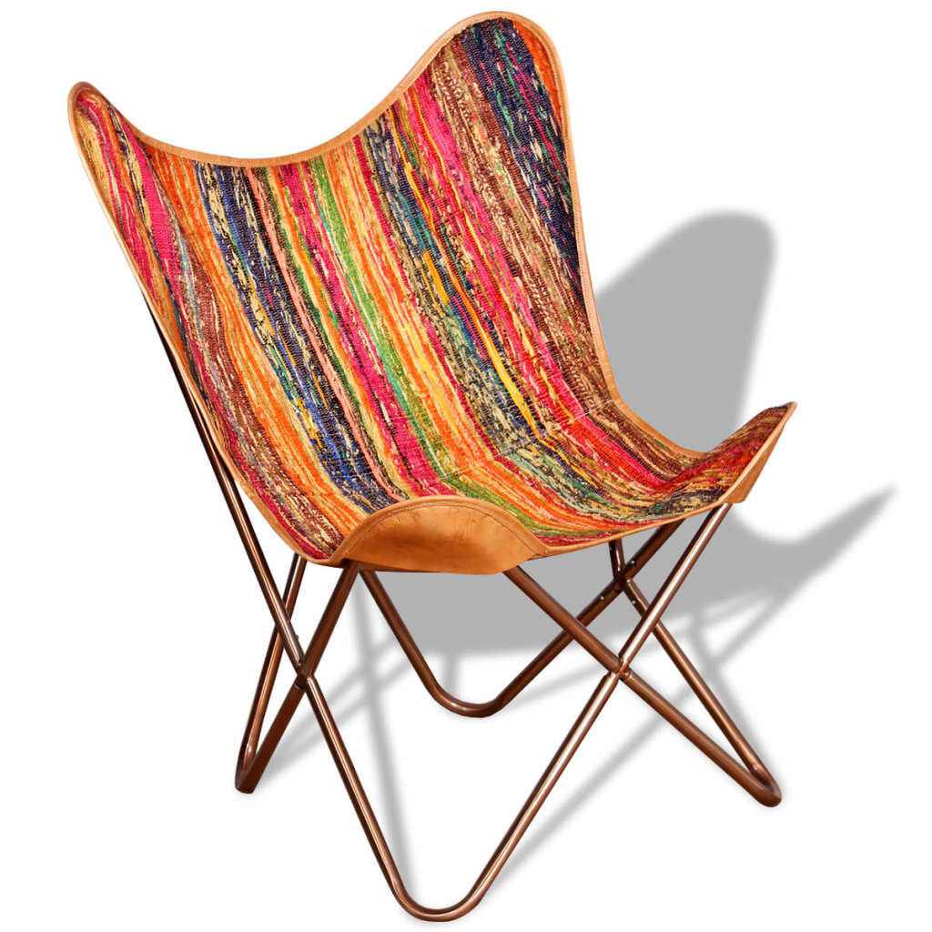vidaXL Butterfly Chair Multicolor Chindi Fabric