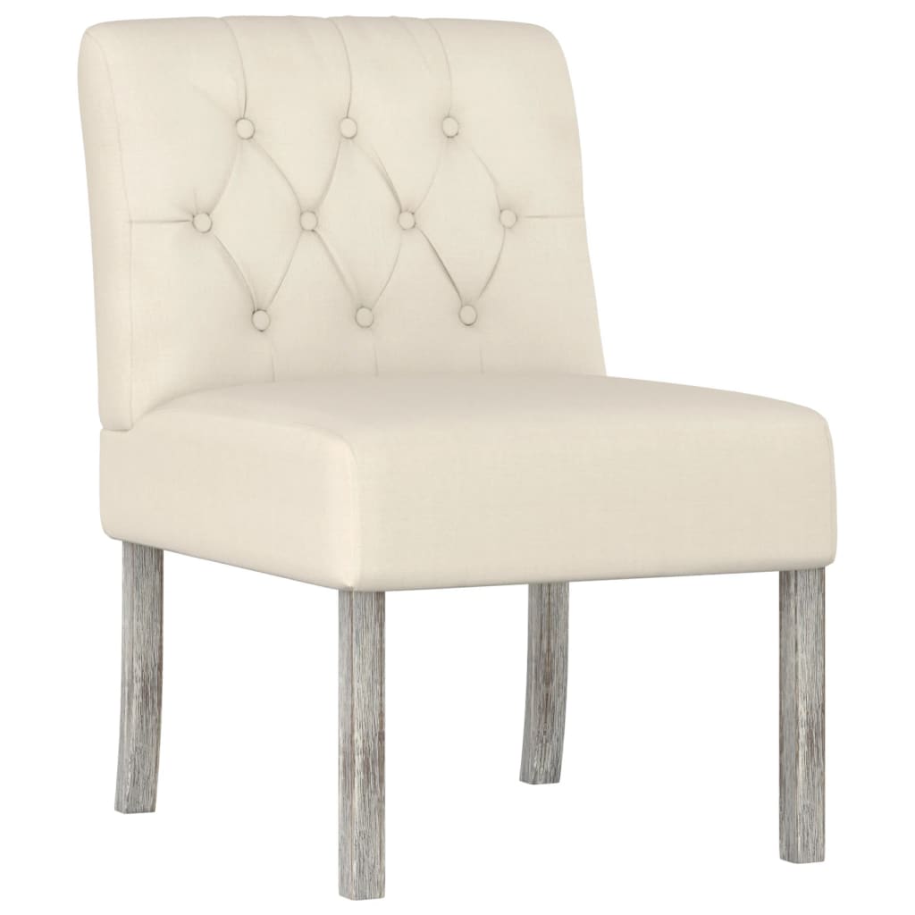 vidaXL Slipper Chair Linen Fabric Button Design