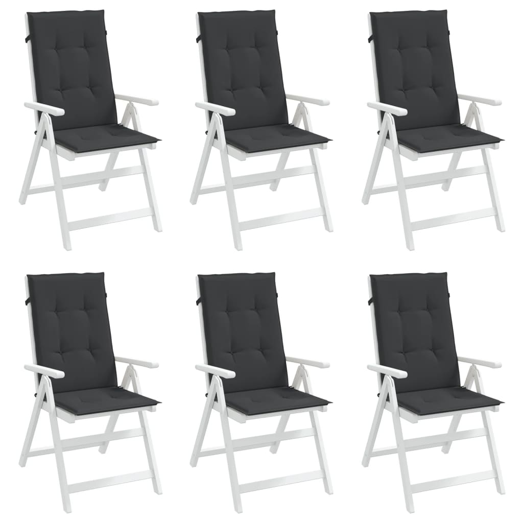 vidaXL Garden Highback Chair Cushions 6 pcs Black 47.2"x19.7"x1.2" Fabric