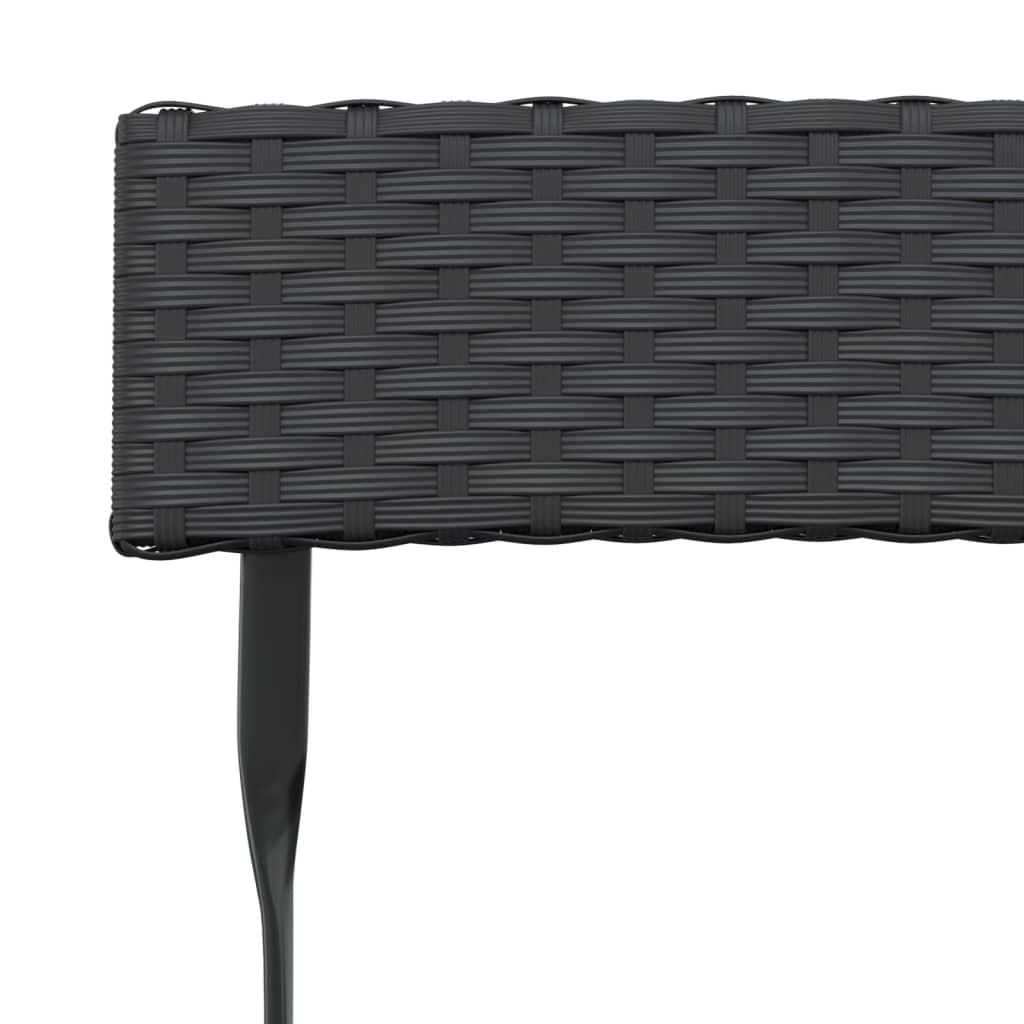 vidaXL Folding Bistro Chairs 2 pcs Black Poly Rattan and Steel