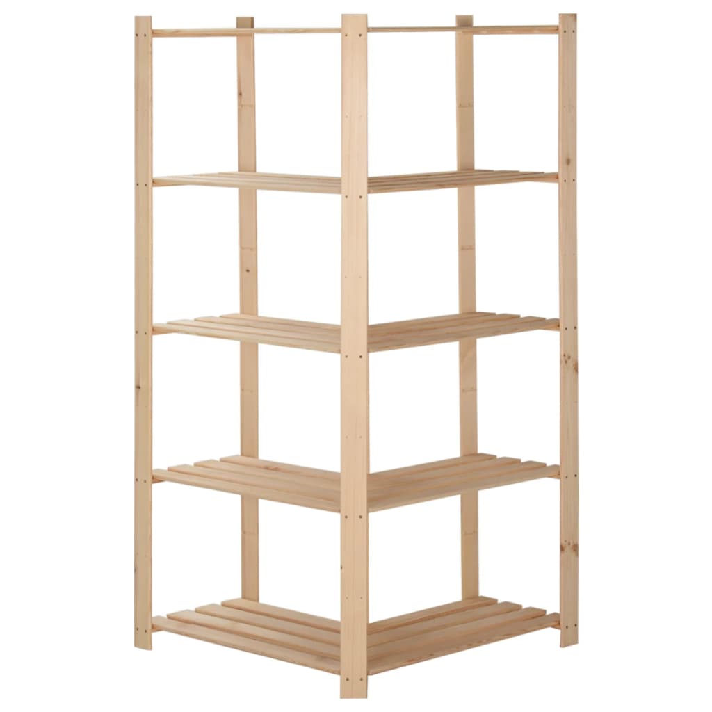 vidaXL 5-Tier Storage Corner Rack 32.5"x32.5"x66.9" Solid Wood Pine
