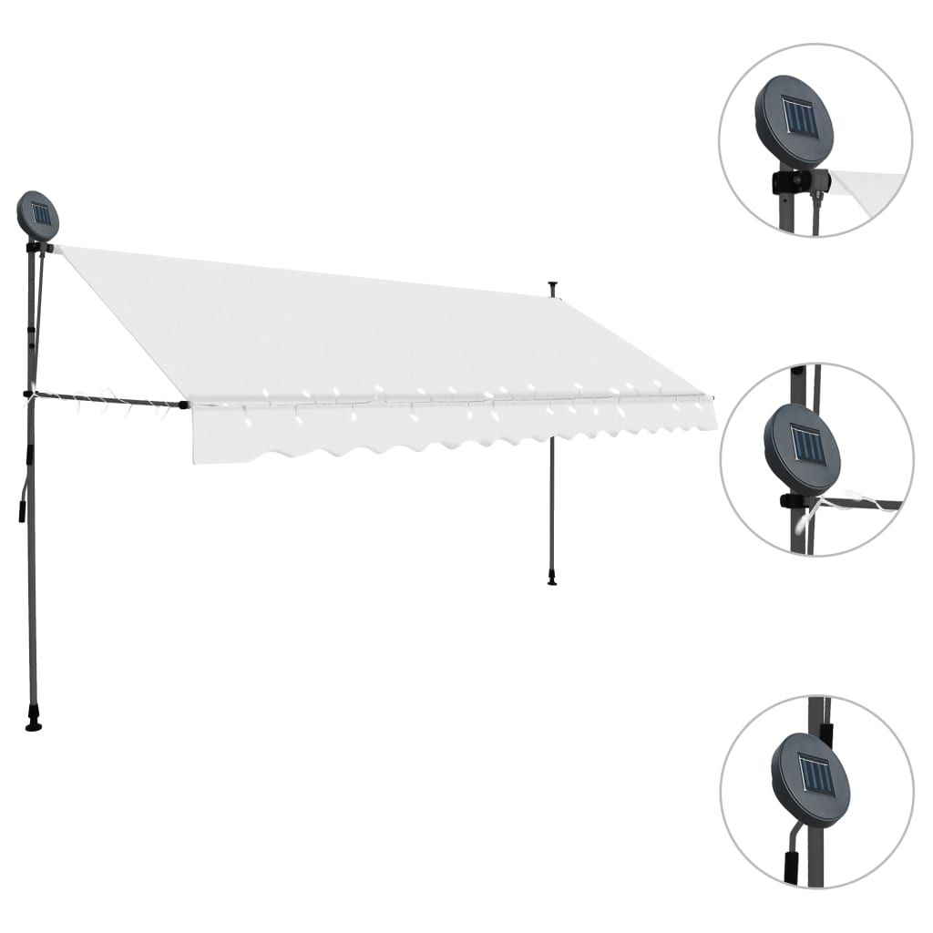 vidaXL Manual Retractable Awning with LED 137.8" Cream