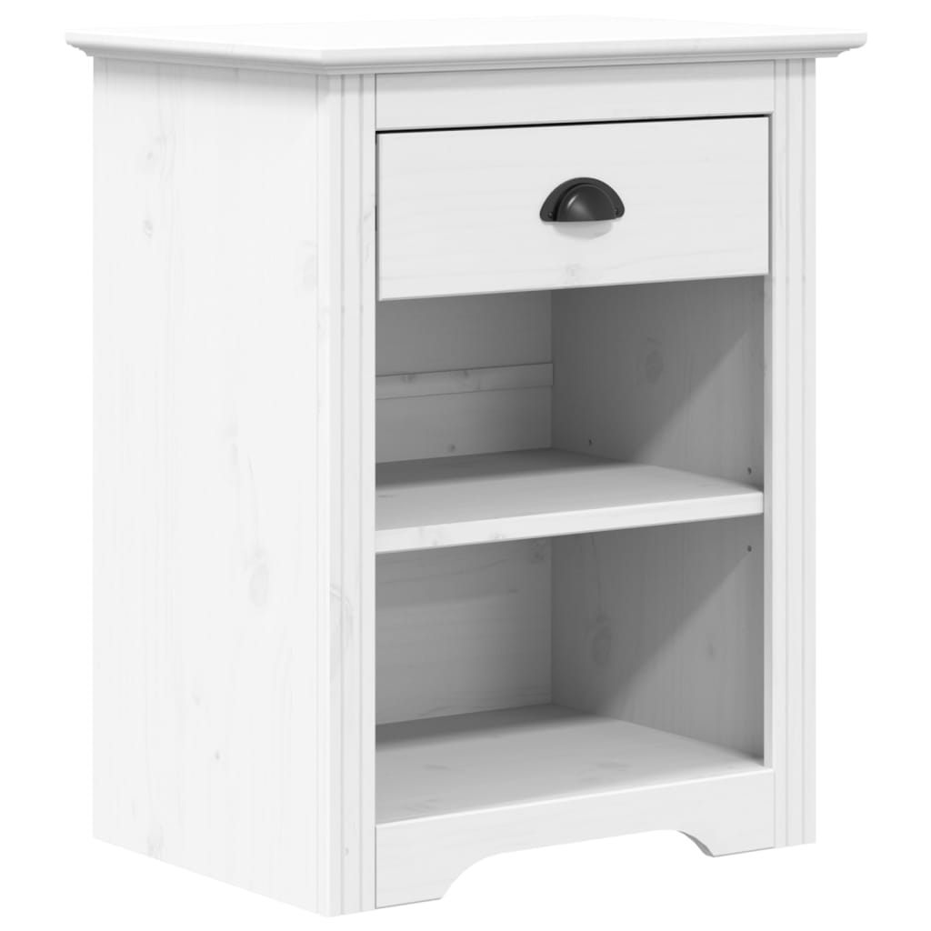 vidaXL Bedside Cabinet BODO White 20.9"x15.2"x26" Solid Wood Pine