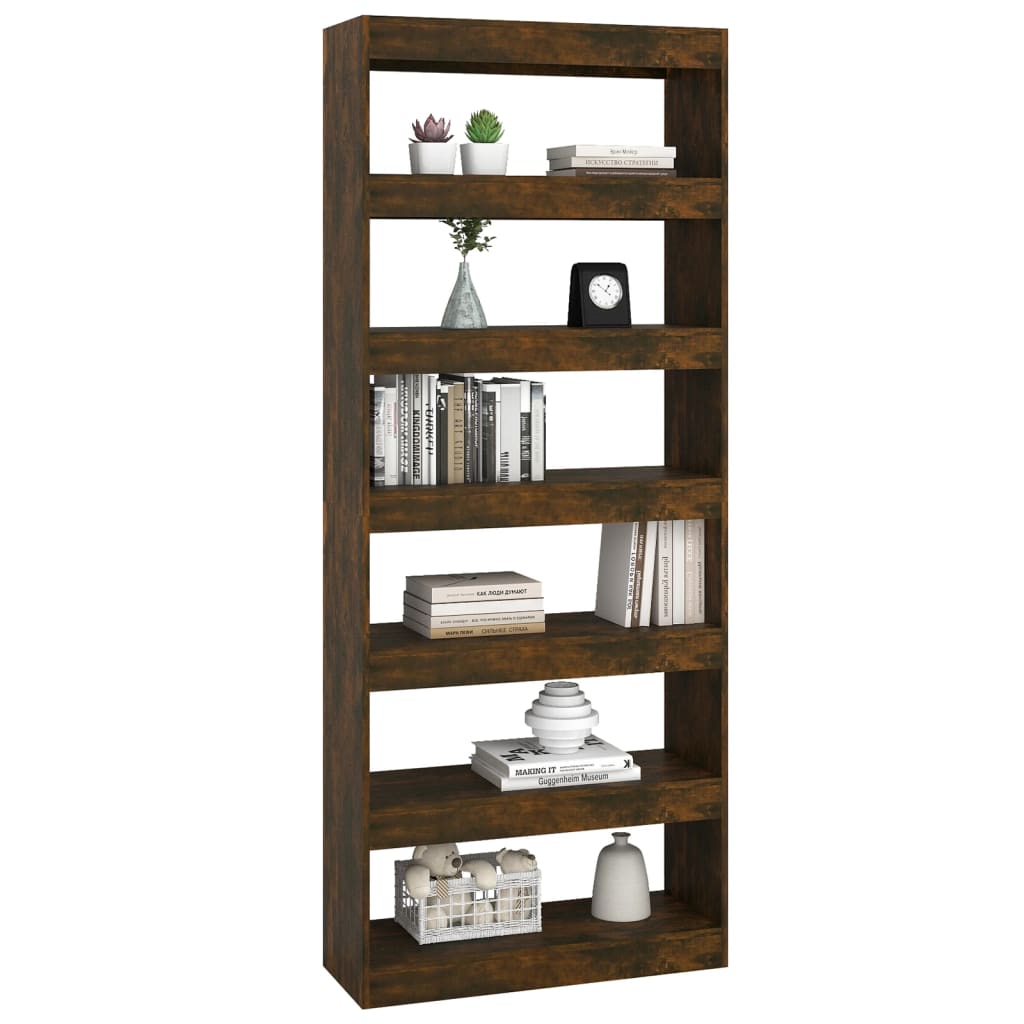 vidaXL Book Cabinet/Room Divider Smoked Oak 31.5"x11.8"x78" Engineered Wood