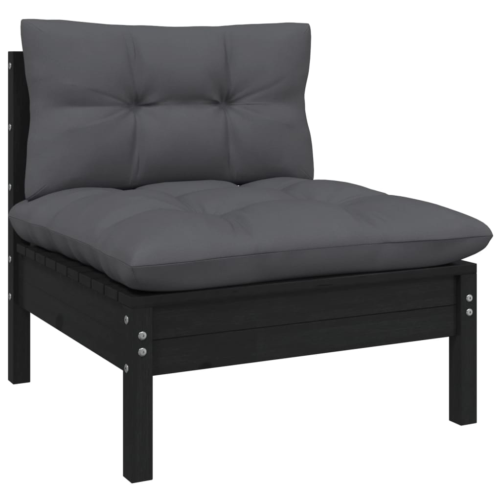 vidaXL 4-Seater Patio Sofa with Anthracite Cushions Solid Pinewood