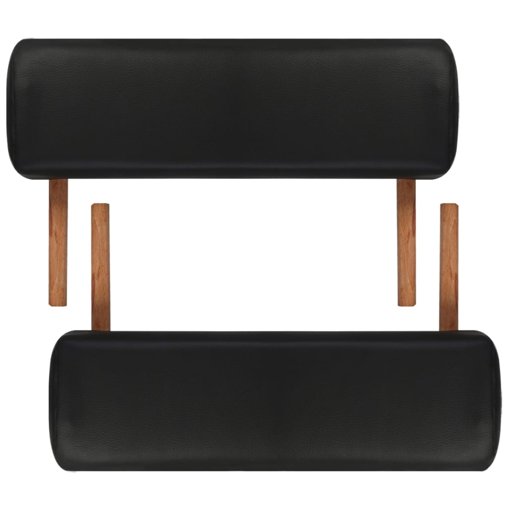 Black Foldable Massage Table 2 Zones with Wooden Frame